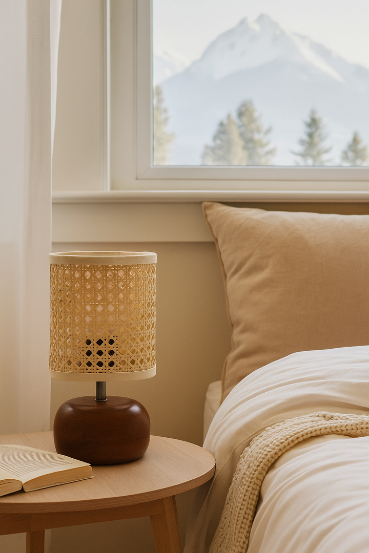 Handwoven Rattan Table Lamp for Cozy Home Décor - Beckett by Luxury Rattan Handicrafts 