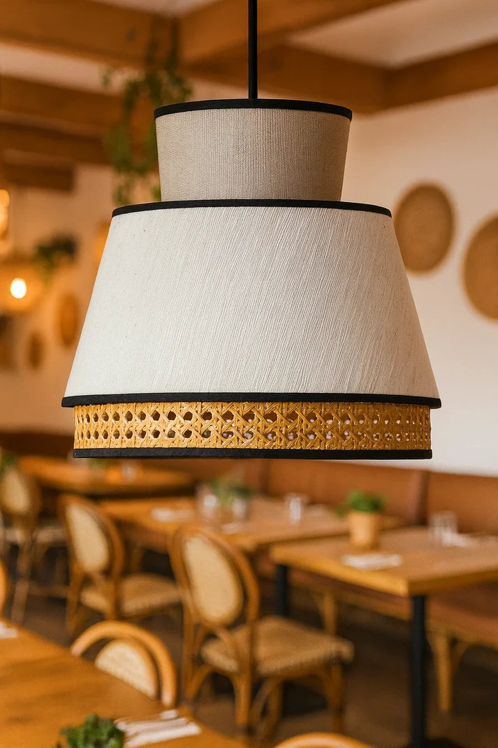 Rattan Hanging Light for Living Room | Cane Pendant Lamp - Blaze