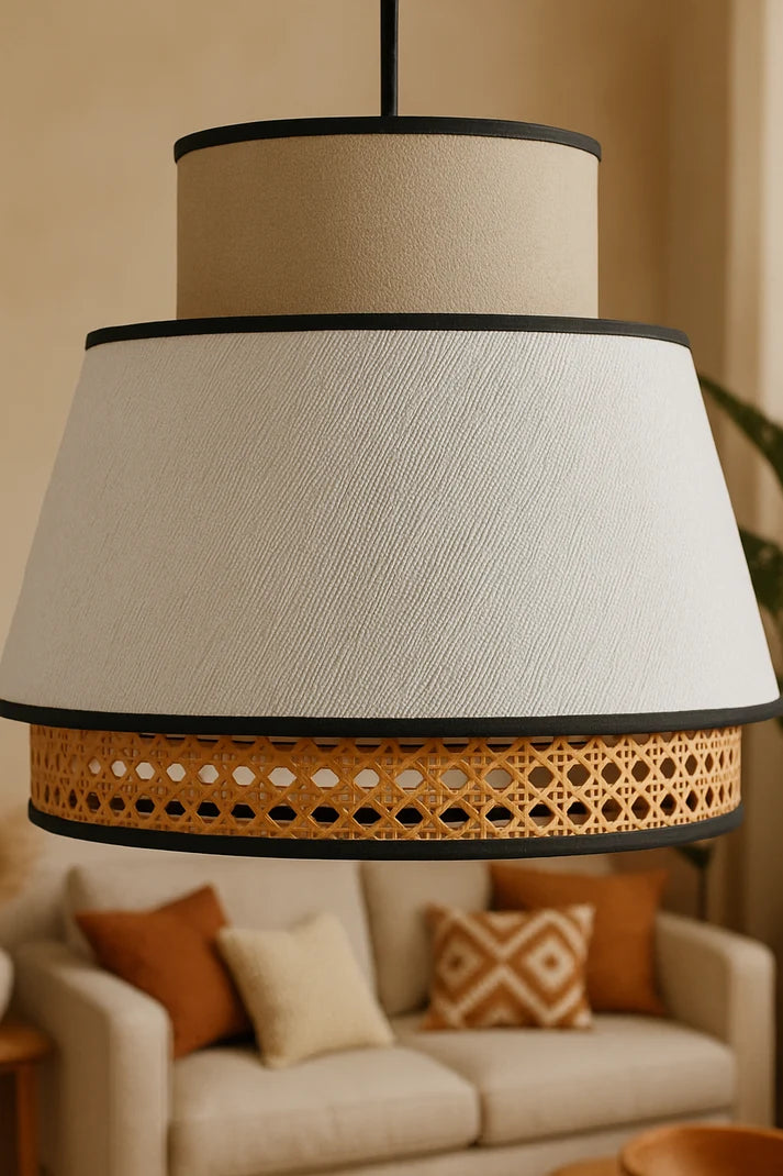 Rattan Hanging Light for Living Room | Cane Pendant Lamp - Blaze