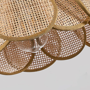 Rattan Bloom Pendant Light | Natural Cane Petal Hanging Lamp| Handwoven Rattan Leaf Pendant Boho Cane Ceiling Hanging Light -