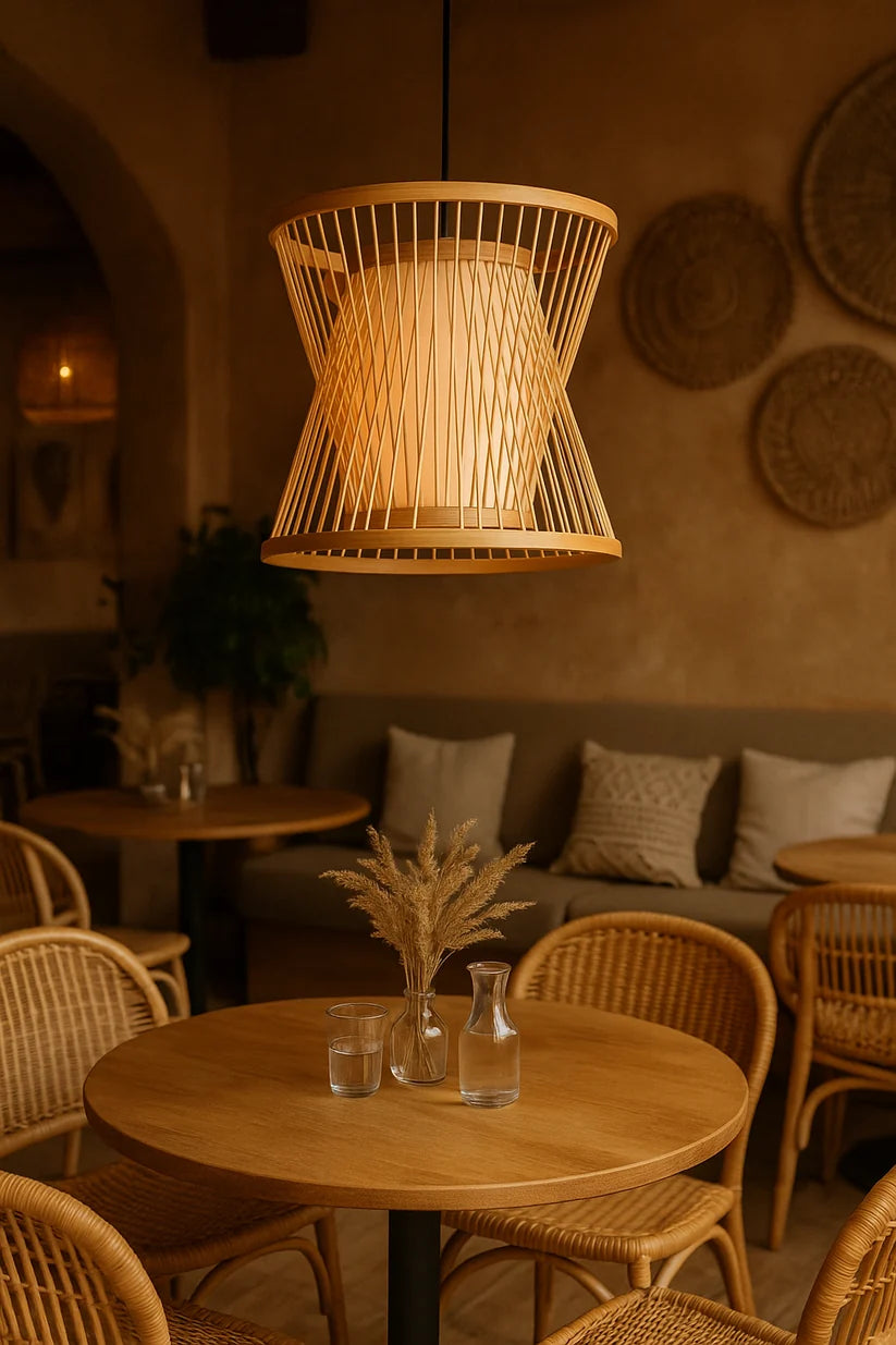 Wicker Hanging Light for Drawing Room | Rattan Pendant Lamp - Cadley