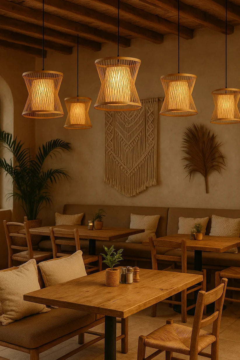 Wicker Hanging Light for Drawing Room | Rattan Pendant Lamp - Cadley