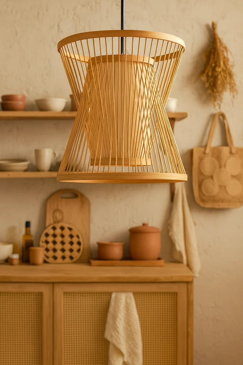 Wicker Hanging Light for Drawing Room | Rattan Pendant Lamp - Cadley