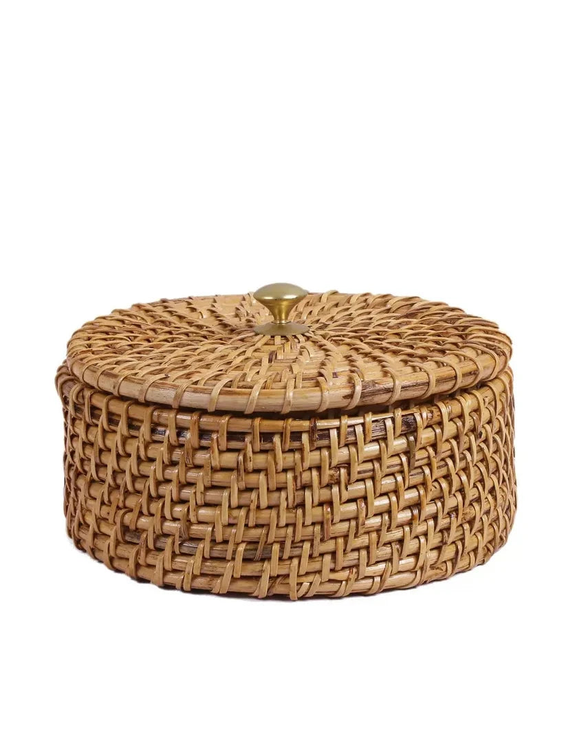 Cane Casserole for Roti Chapati | Wicker Bread Basket with Lid - Barrett