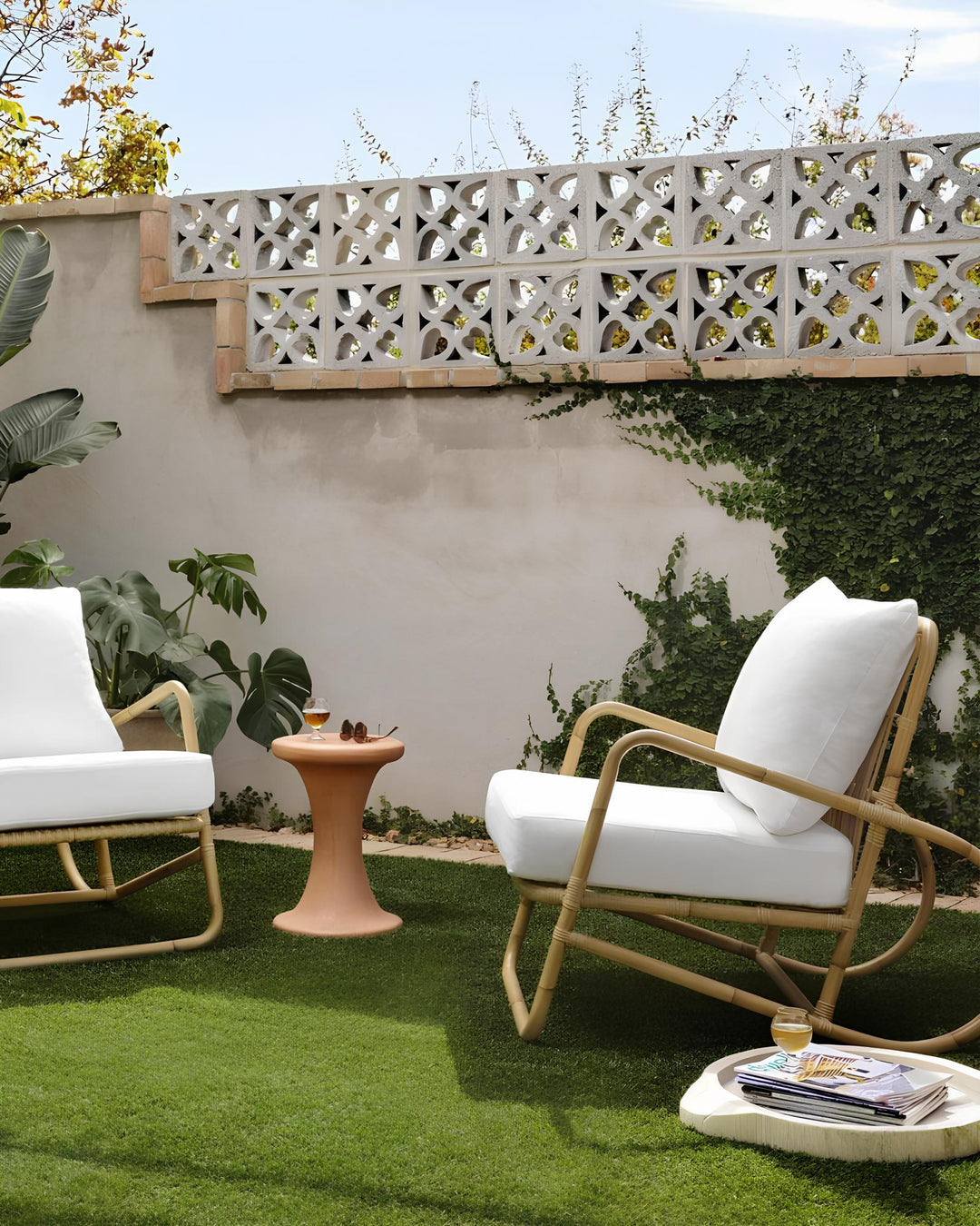 Cane Chairs for Balcony | Rattan Accent Chair with Cushion - Anaisha by Luxury Rattan Handicrafts 
