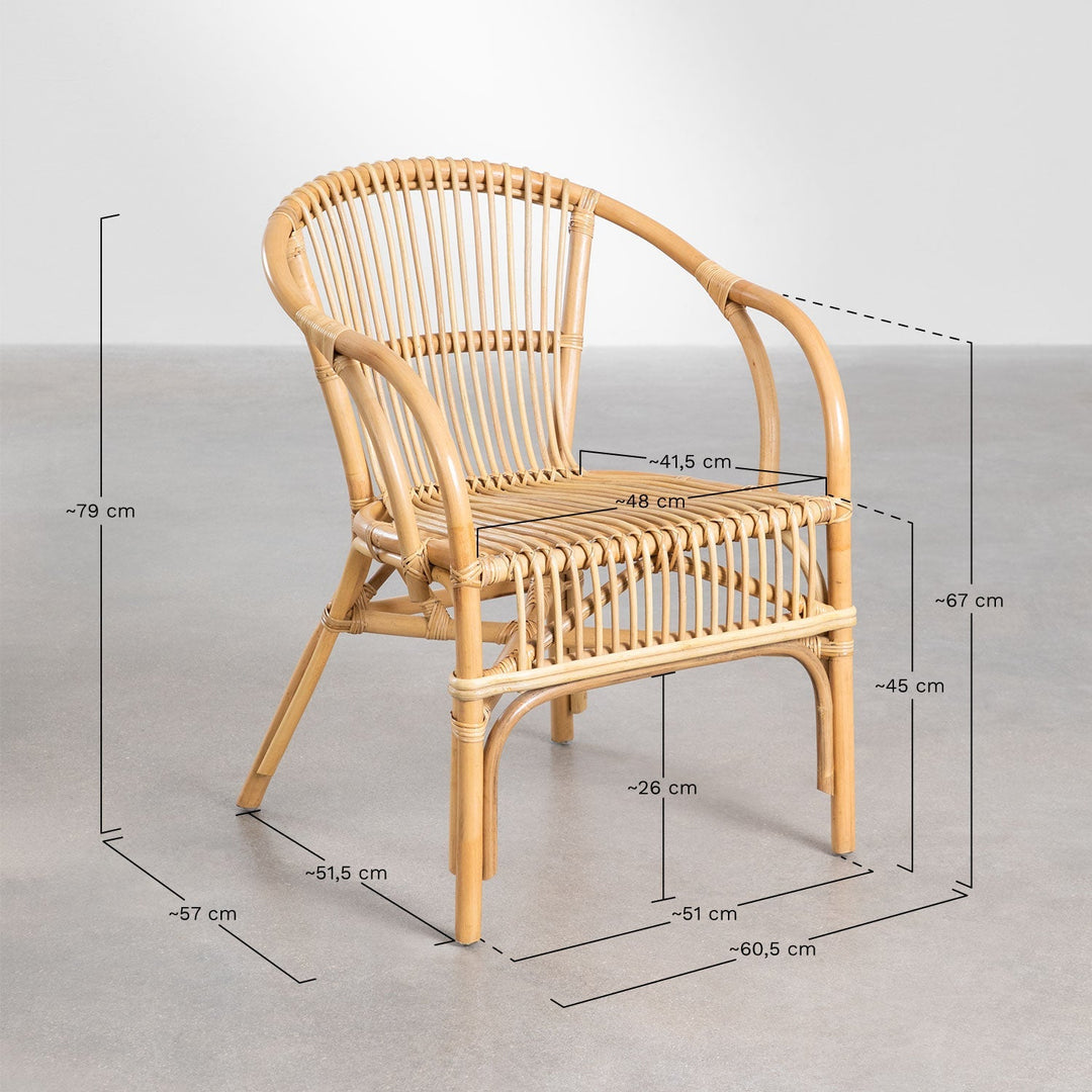 Cane Chair for Garden & Patio | Rattan Outdoor Lounge Chair - Larisa
