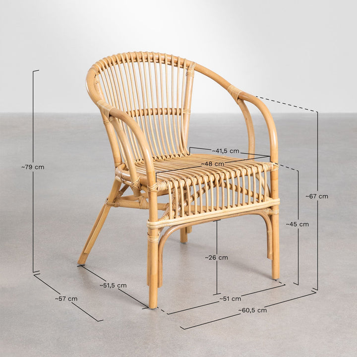 Cane Chair for Garden & Patio | Rattan Outdoor Lounge Chair - Larisa