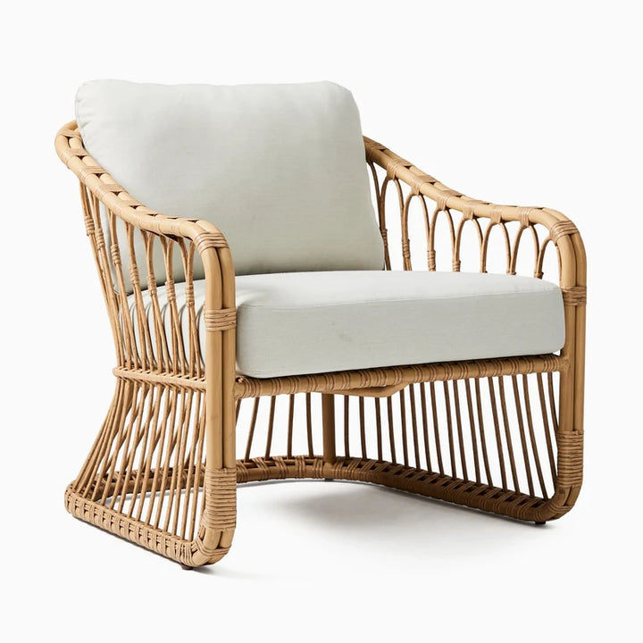 Cane Chair for Living Room | Rattan Lounge Chair with Cushion - Adah