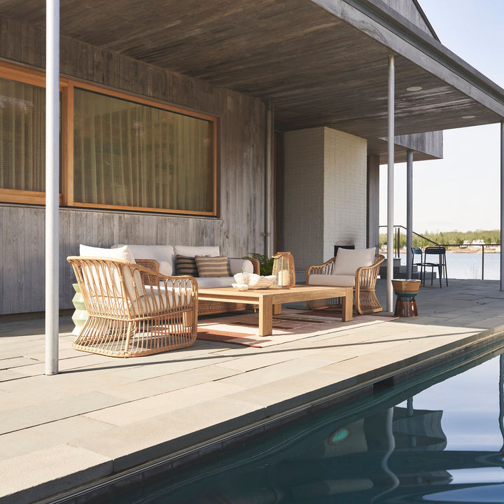 Cane Chair for Living Room | Rattan Lounge Chair with Cushion - Adah