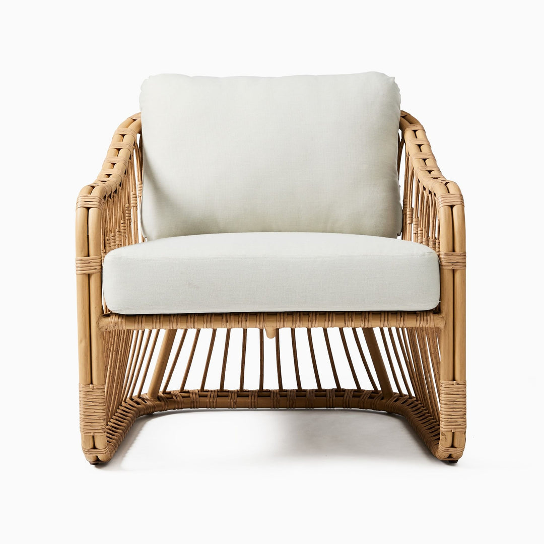 Cane Chair for Living Room | Rattan Lounge Chair with Cushion - Adah
