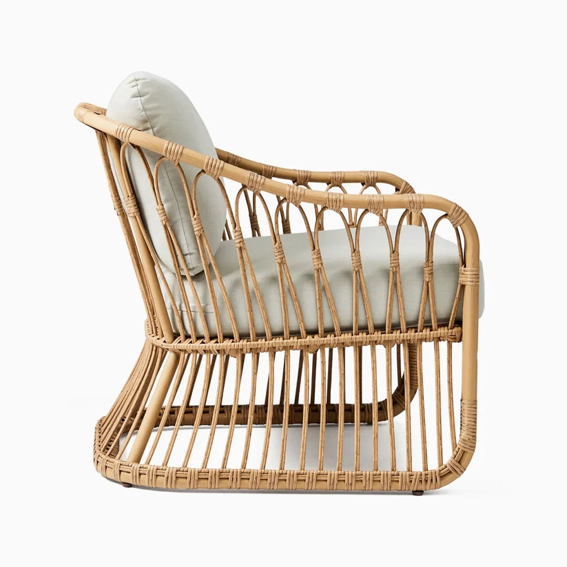 Cane Chair for Living Room | Rattan Lounge Chair with Cushion - Adah