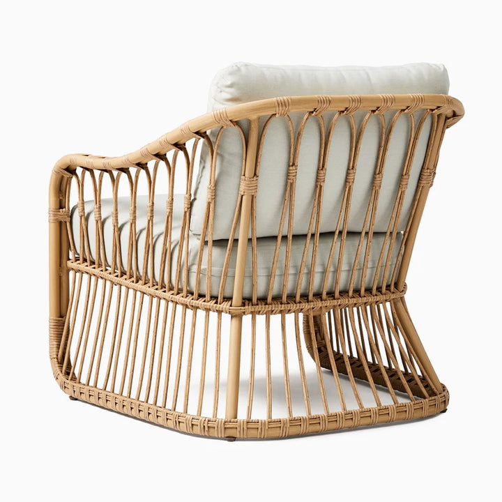 Cane Chair for Living Room | Rattan Lounge Chair with Cushion - Adah