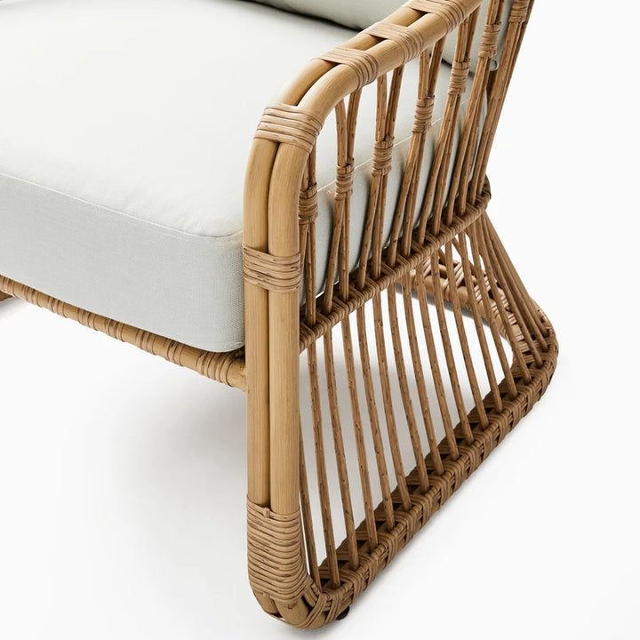 Cane Chair for Living Room | Rattan Lounge Chair with Cushion - Adah
