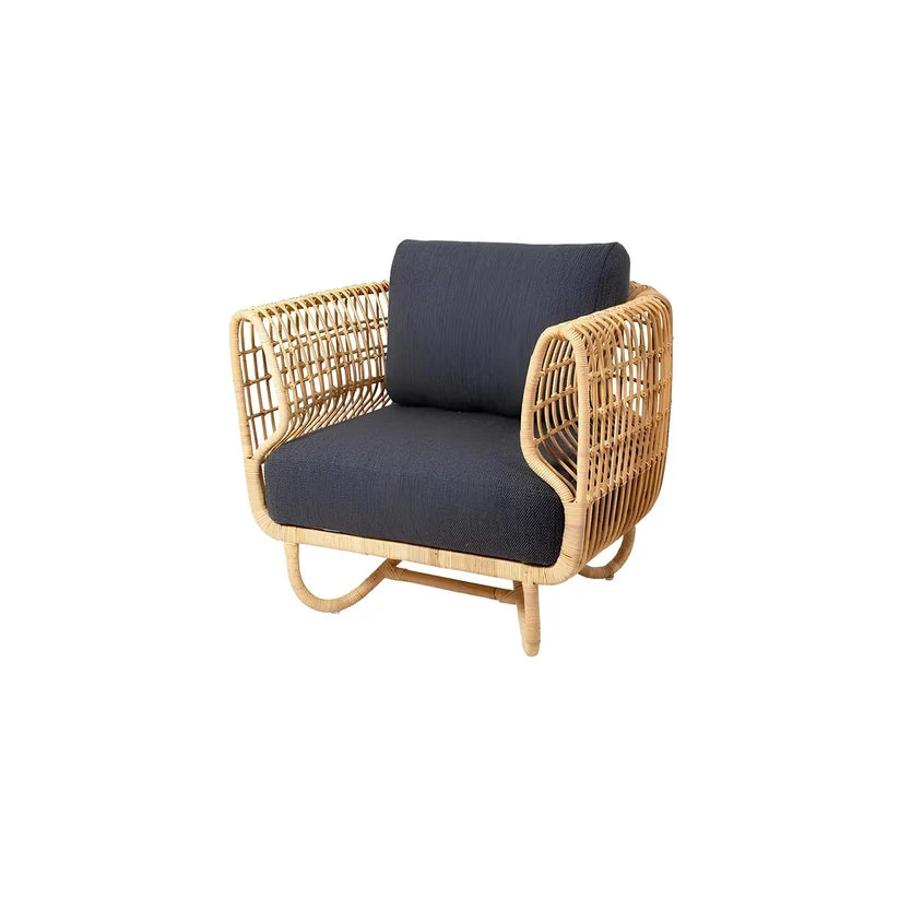 Cane Lounge Chair for Living Room | Bamboo Chair with Cushion - Griffin