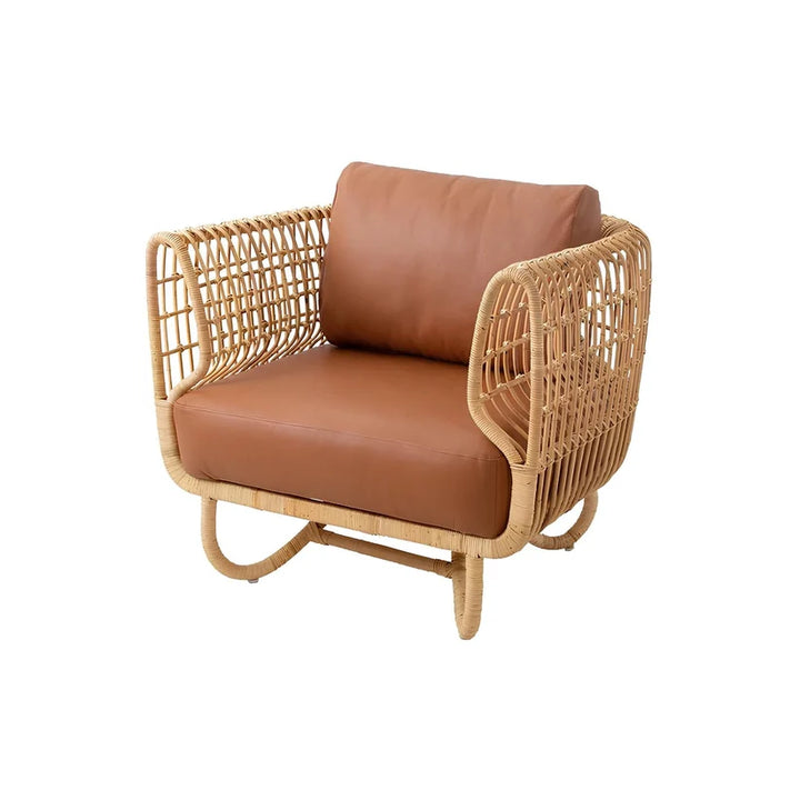 Cane Lounge Chair for Living Room | Bamboo Chair with Cushion - Griffin