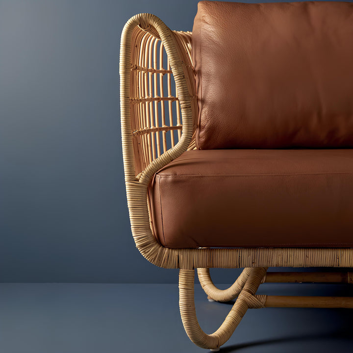 Cane Lounge Chair for Living Room | Bamboo Chair with Cushion - Griffin