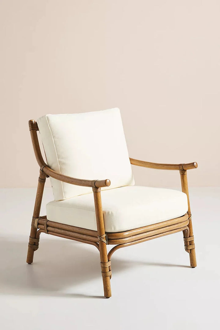 Cane Lounge Chair for Living Room | Rattan Chair with Cushion - Hollis