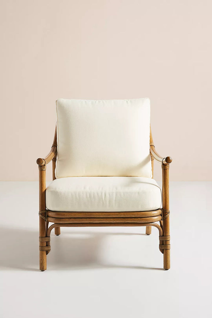 Cane Lounge Chair for Living Room | Rattan Chair with Cushion - Hollis