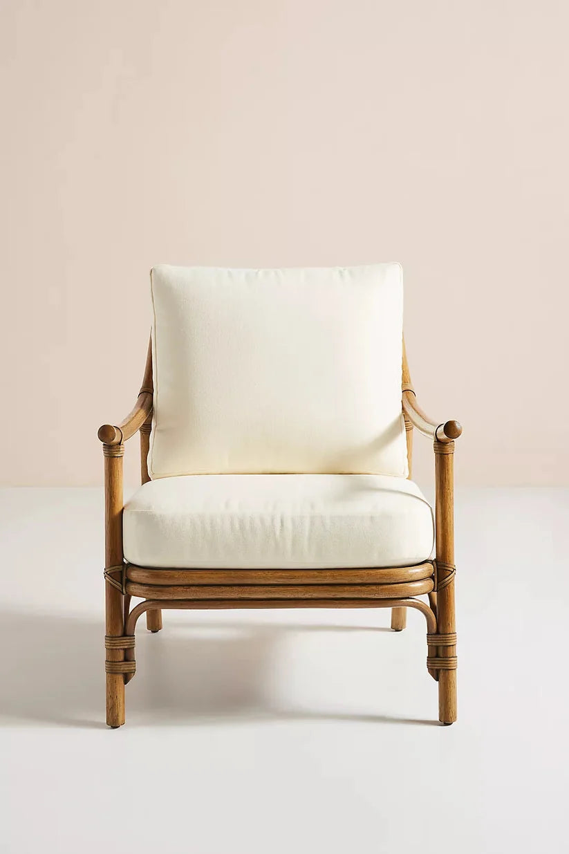 Cane Lounge Chair for Living Room | Rattan Chair with Cushion - Hollis