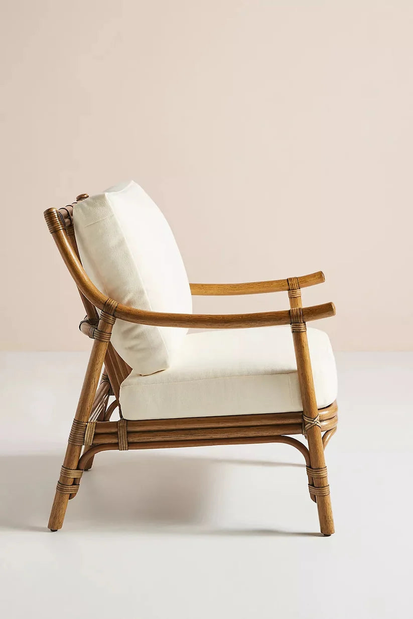 Cane Lounge Chair for Living Room | Rattan Chair with Cushion - Hollis