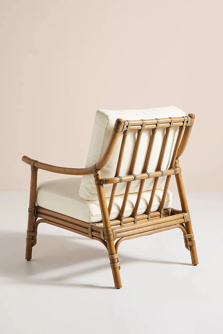 Cane Lounge Chair for Living Room | Rattan Chair with Cushion - Hollis