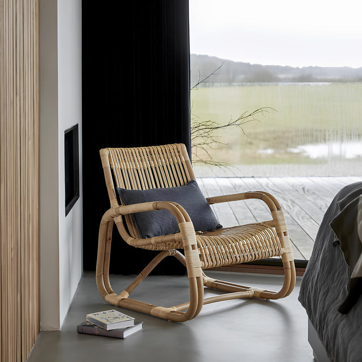 Cane Lounge Chair for Living Room | Rattan Chair with Cushion - Kaia