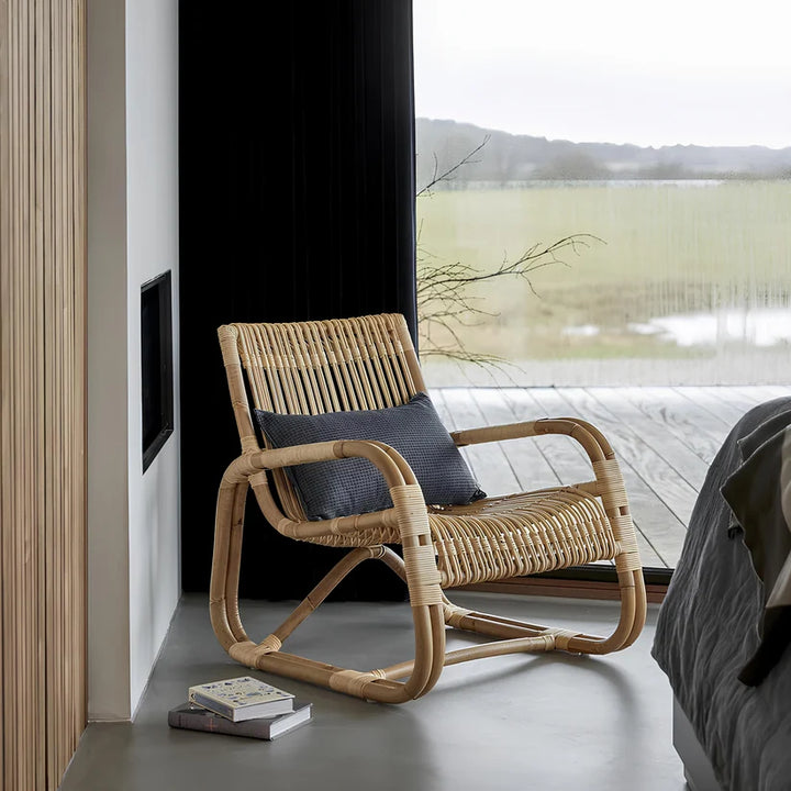 Cane Lounge Chair for Living Room | Rattan Chair with Cushion - Kaia