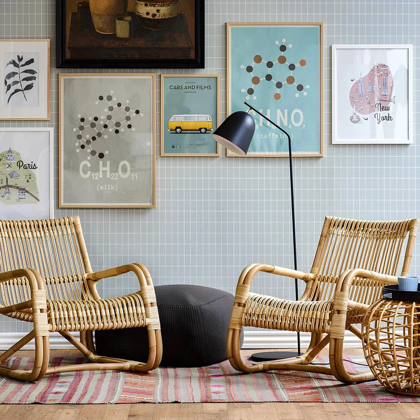 Cane Lounge Chair for Living Room | Rattan Chair with Cushion - Kaia