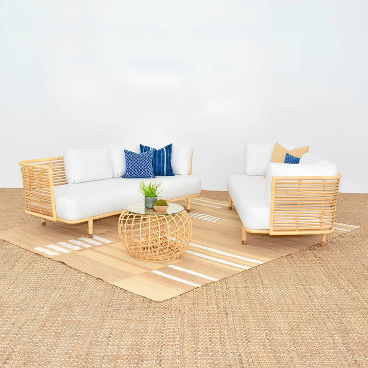 Cane Outdoor Sofa with Cushion for Patio - Adah