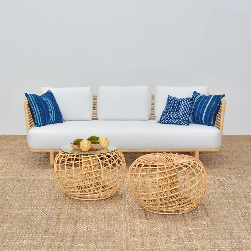 Cane Outdoor Sofa with Cushion for Patio - Adah