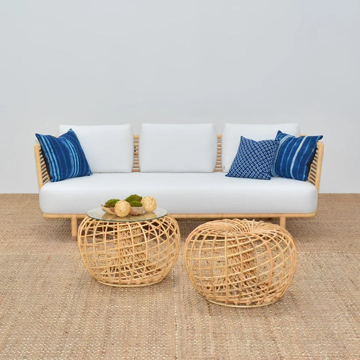 Cane Outdoor Sofa with Cushion for Patio - Adah