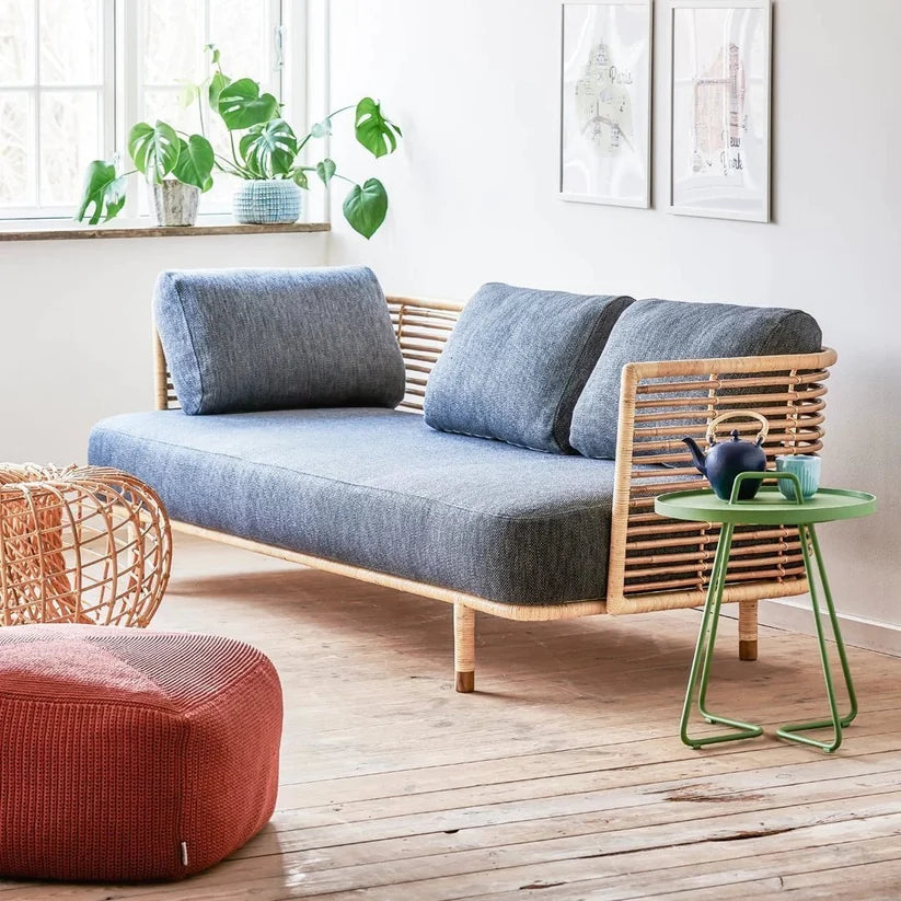 Cane Outdoor Sofa with Cushion for Patio - Isaac