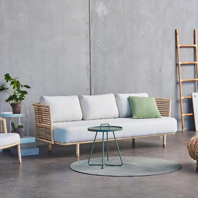 Cane Outdoor Sofa with Cushion for Patio - Isaac