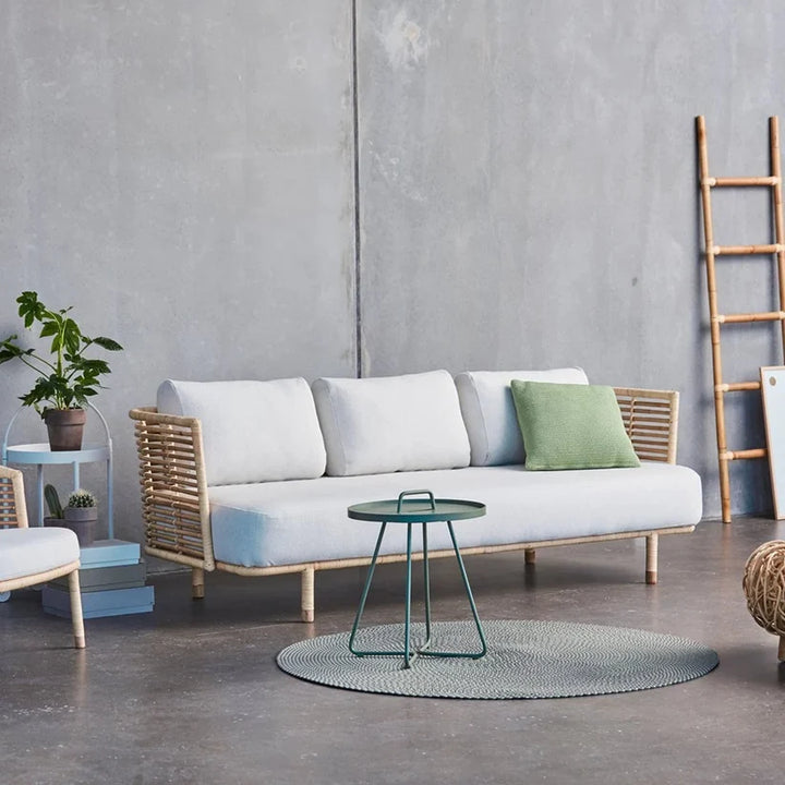 Cane Outdoor Sofa with Cushion for Patio - Isaac