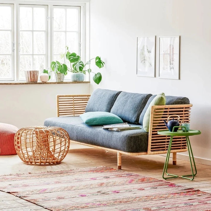 Cane Outdoor Sofa with Cushion for Patio - Isaac