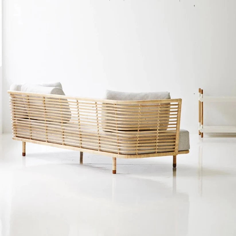 Cane Outdoor Sofa with Cushion for Patio - Isaac
