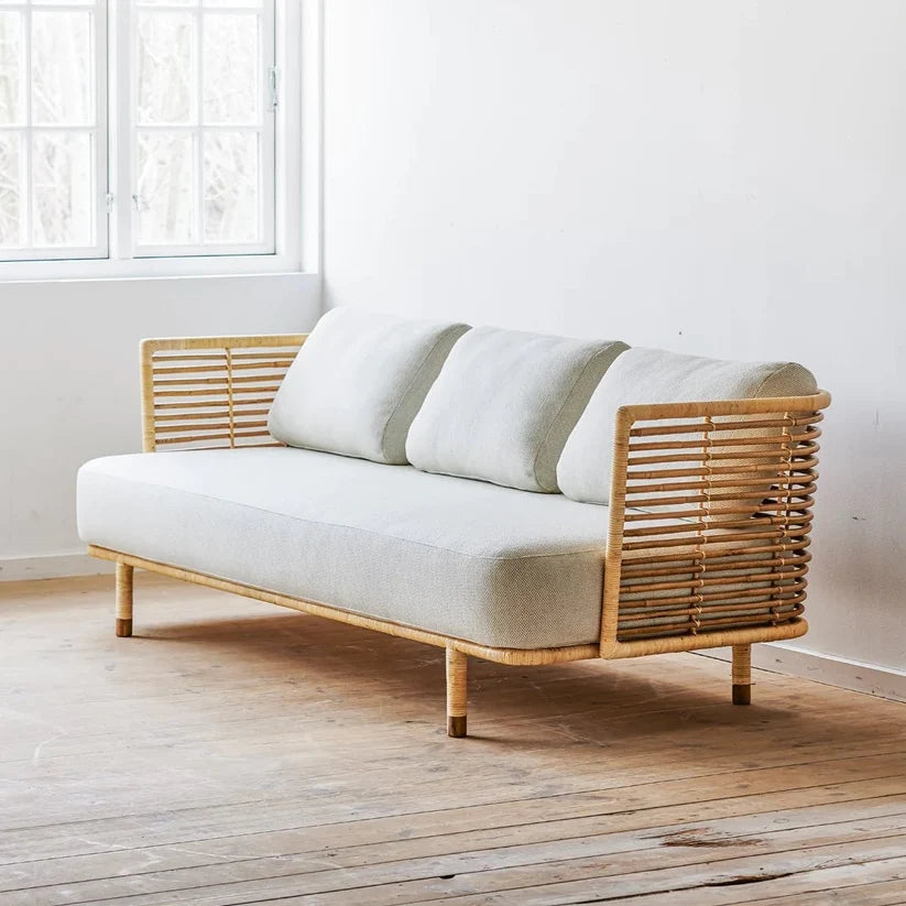Cane Outdoor Sofa with Cushion for Patio - Isaac