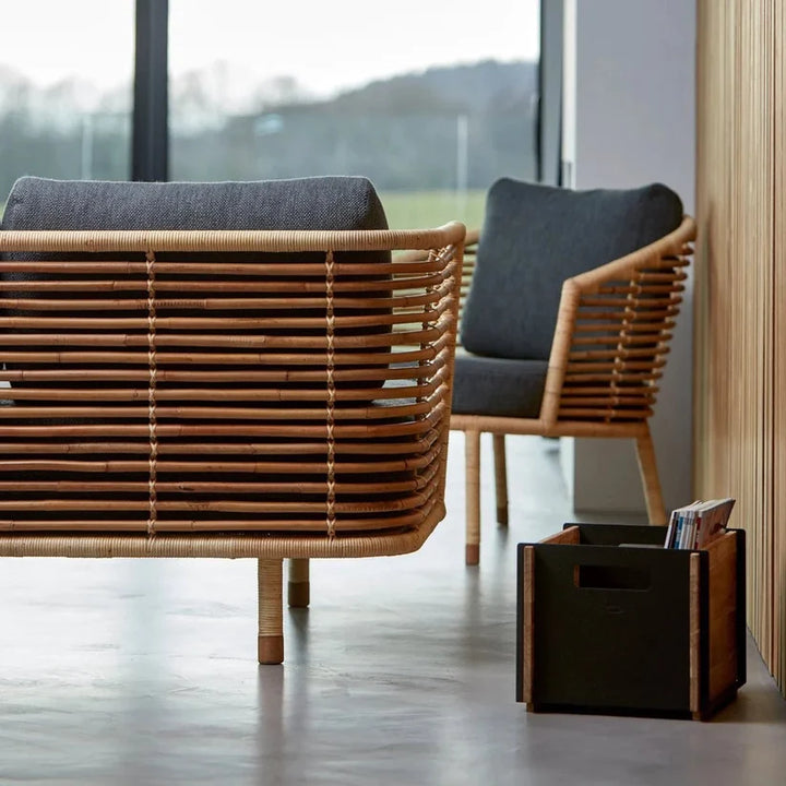Cane Outdoor Sofa with Cushion for Patio - Isaac
