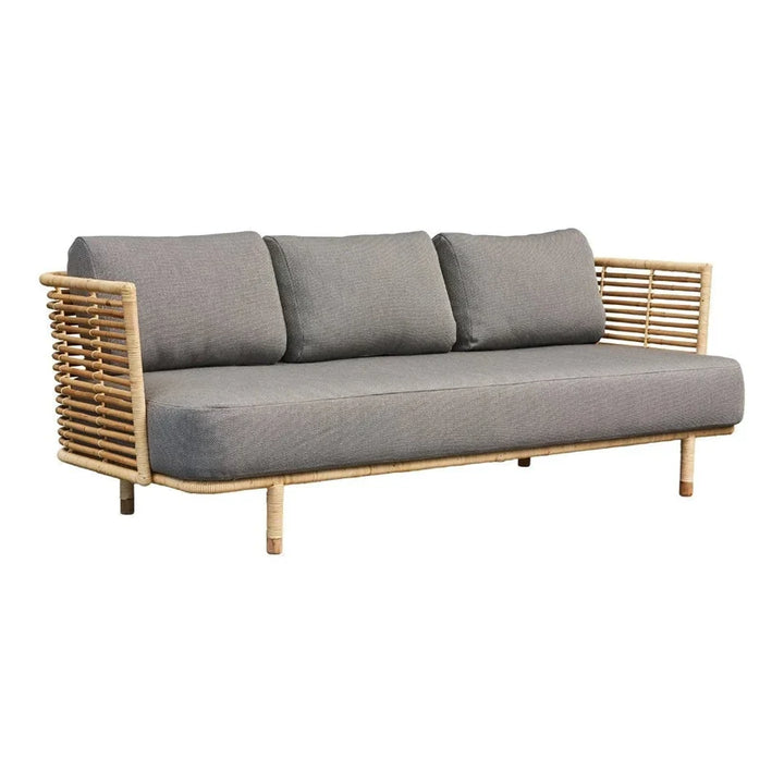 Cane Outdoor Sofa with Cushion for Patio - Isaac