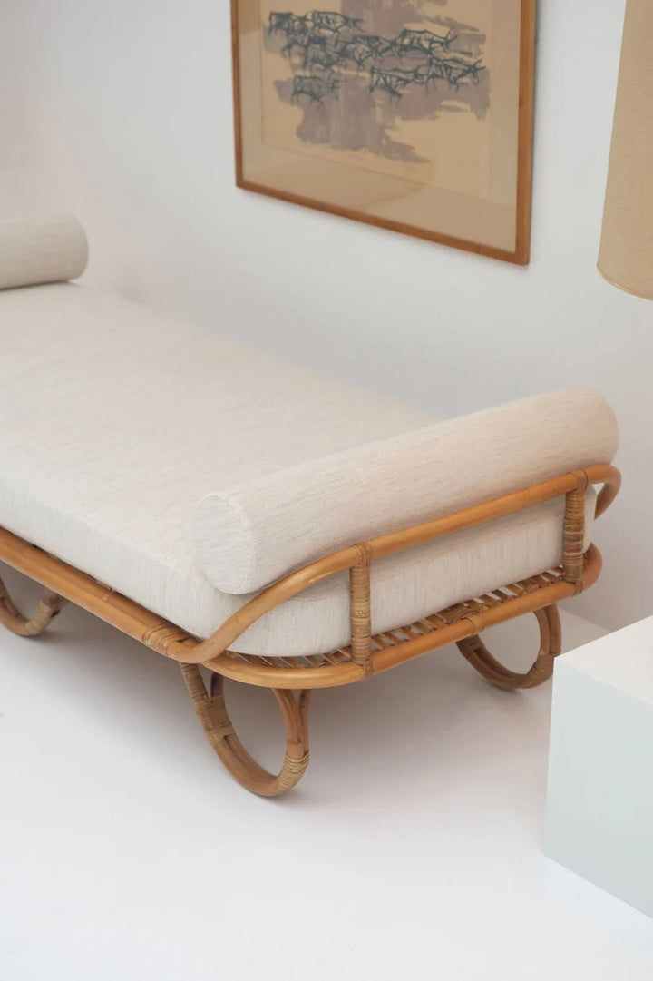 Cane Outdoor Sofa with Cushion for Patio - Jared