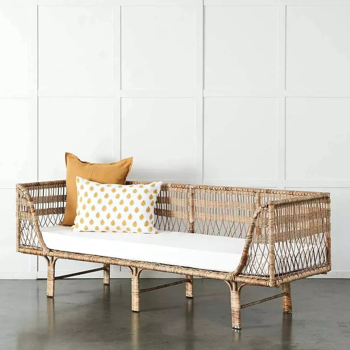 Cane Outdoor Sofa with Cushion for Patio - Norris
