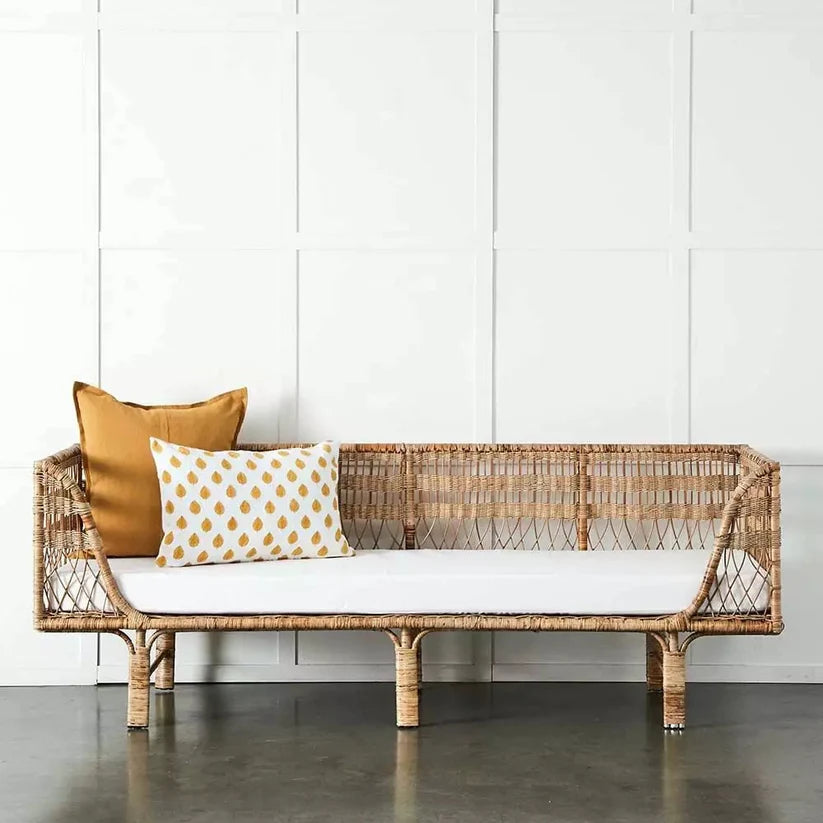 Cane Outdoor Sofa with Cushion for Patio - Norris