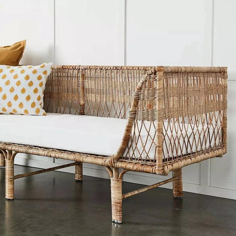 Cane Outdoor Sofa with Cushion for Patio - Norris