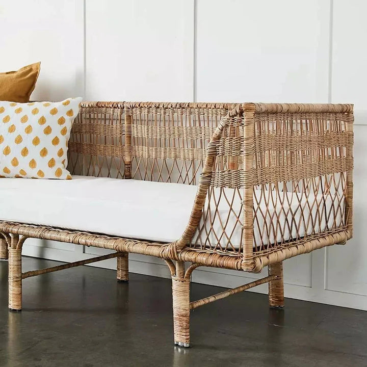 Cane Outdoor Sofa with Cushion for Patio - Norris