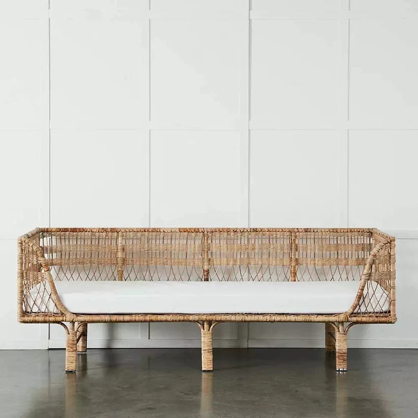 Cane Outdoor Sofa with Cushion for Patio - Norris