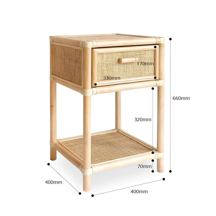 Rattan Bedside Table | Cane Side table | Bamboo table - Bramwell