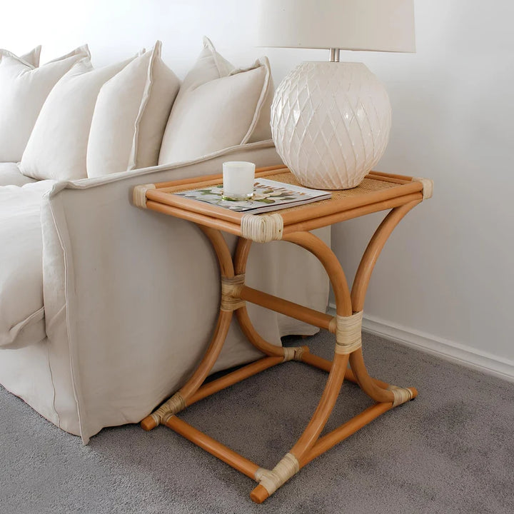 Rattan Bedside Table | Cane Side Table | Bamboo - Larisa