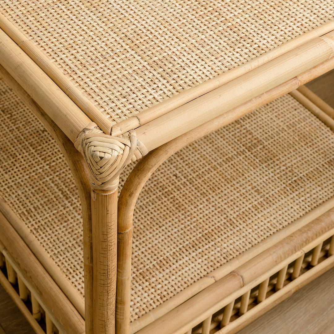 Rattan Bedside Table for Bedroom | Cane Side Table | Bamboo Nightstand - Rylan