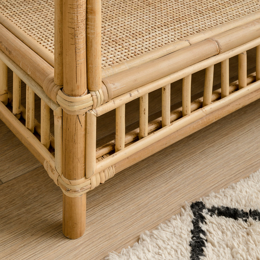 Rattan Bedside Table for Bedroom | Cane Side Table | Bamboo Nightstand - Rylan