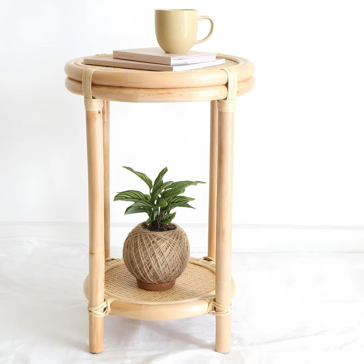 Rattan Bedside Table | Cane Side table | Bamboo table - Fintan